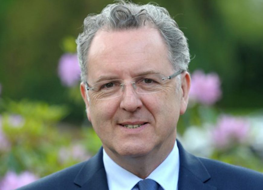 French Minister of Territorial Cohesion Richard Ferrand poses on May 19, 2017 in Quimper, western of France.