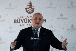 Bulgaria's Prime Minister Boyko Borissov speaks during the re-opening of the St. Stefan Bulgarian Orthodox Church in Istanbul, Turkey, January 7, 2018.